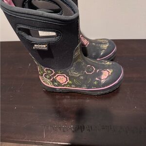 Bogs Kids Classic Posey Waterproof Boots - Black and Pink